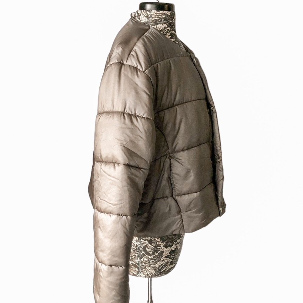 Puffa Oversized Collarless Padded Jacket Luxe Sat… - image 3